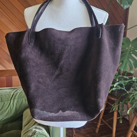 Madewell The Shopper Tote Brown Carob Suede Leather Slouchy Tote Shoulder Bag - Picture 6 of 8